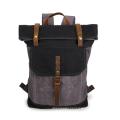 2019 Outdoor Vintage Canvas Business Leather  Travel Laptop Backpack Anti Theft Man